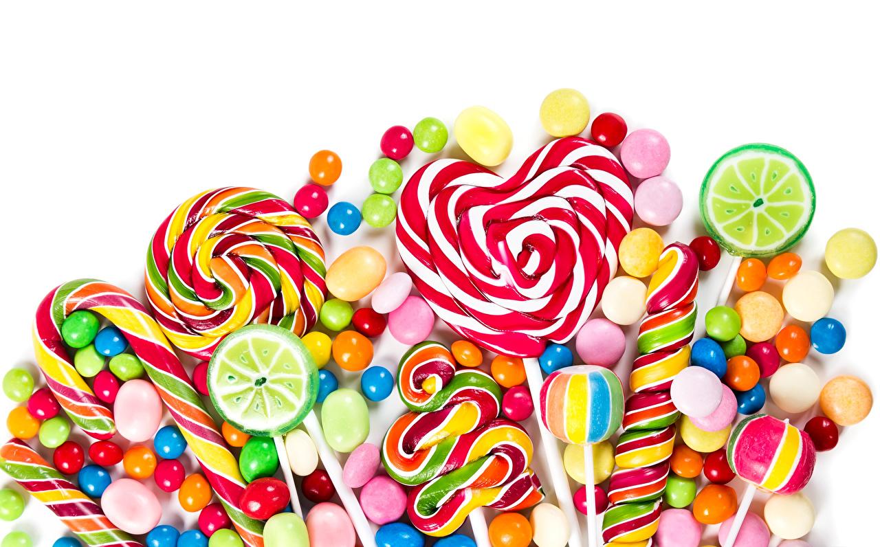 Wallpaper Candy Lollipop Food Many Sweets White Background