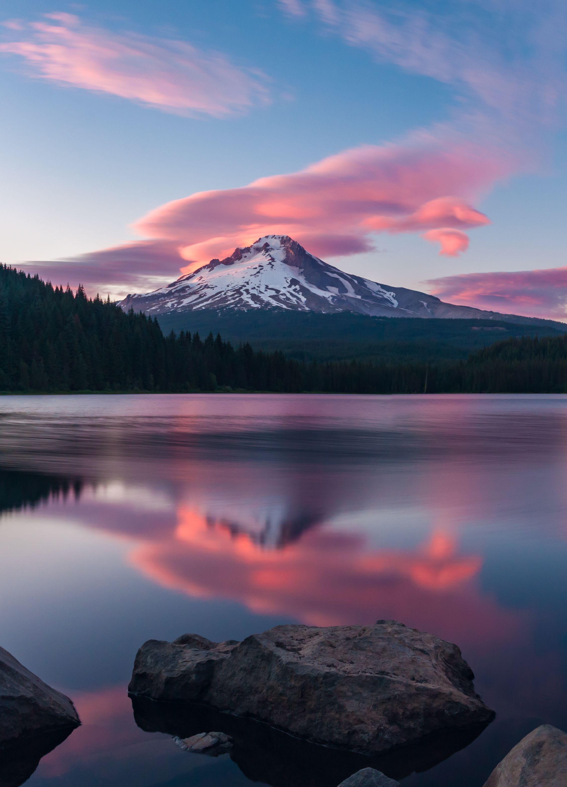 Cotton Candy Skies over Mt. Hood and Trillium Lake OR OC