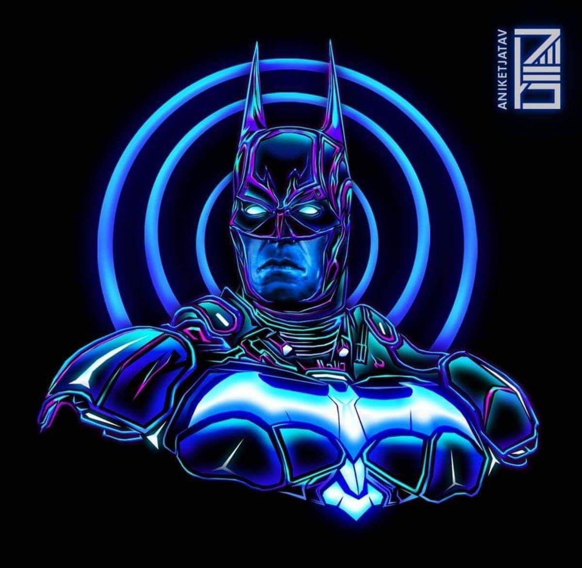 Arkham series Batman in neon. Video Games. Batman