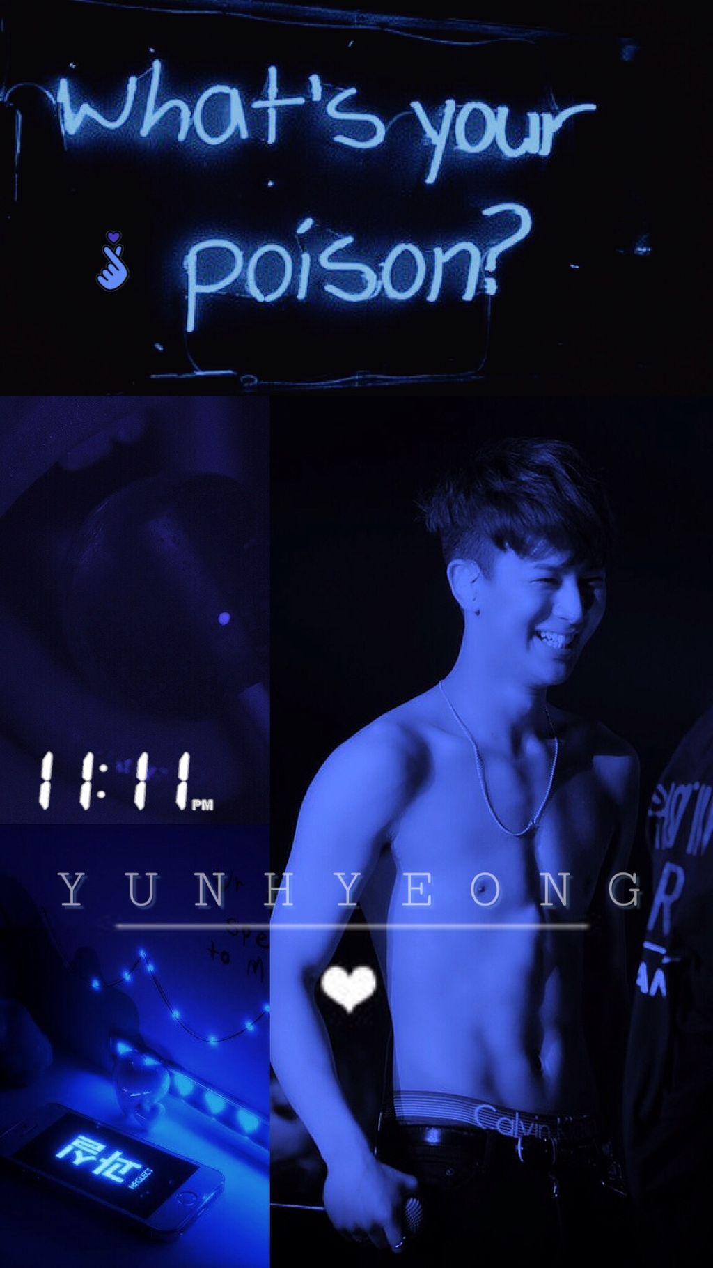 ikon yunhyeong freetoedit blue aesthetic kpop wallpaper