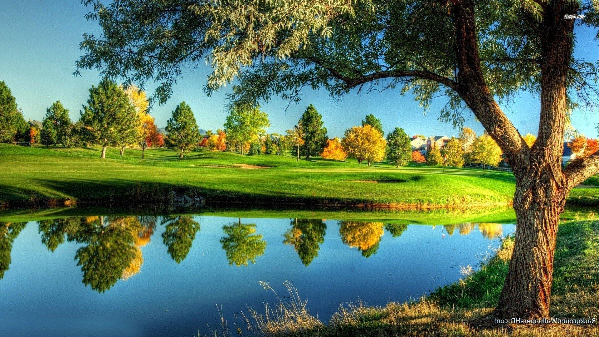 19718 River Reflecting The Autumn Fields 1920x1080 Nature