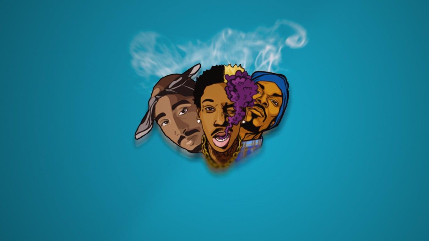 Tupac Shakur, Wiz Khalifa, Snoop Dogg illustration HD