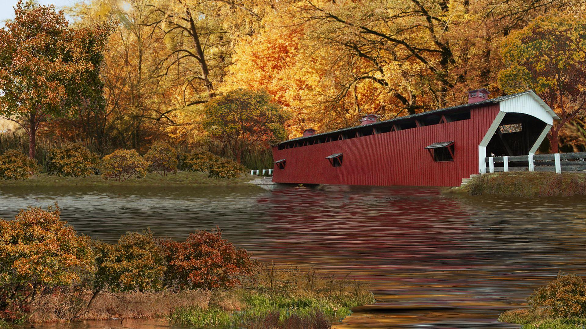 covered bridge autumn wallpaper. Autumn Covered Bridge