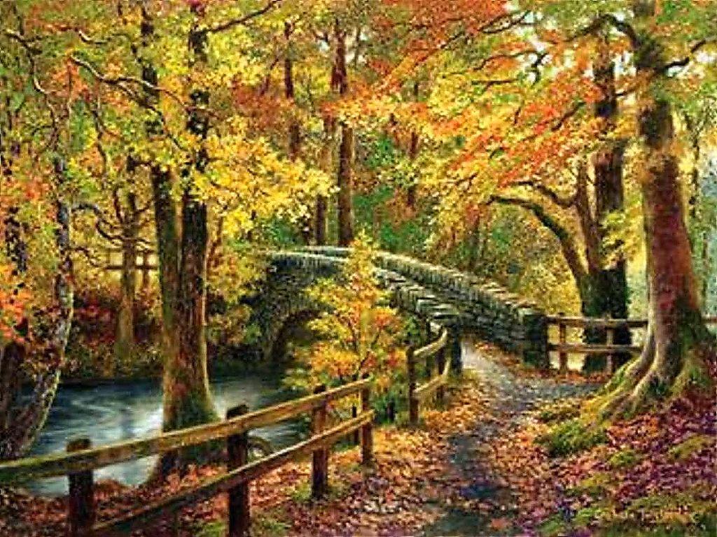 fall scenes. Free Autumn bridge Wallpaper The Free