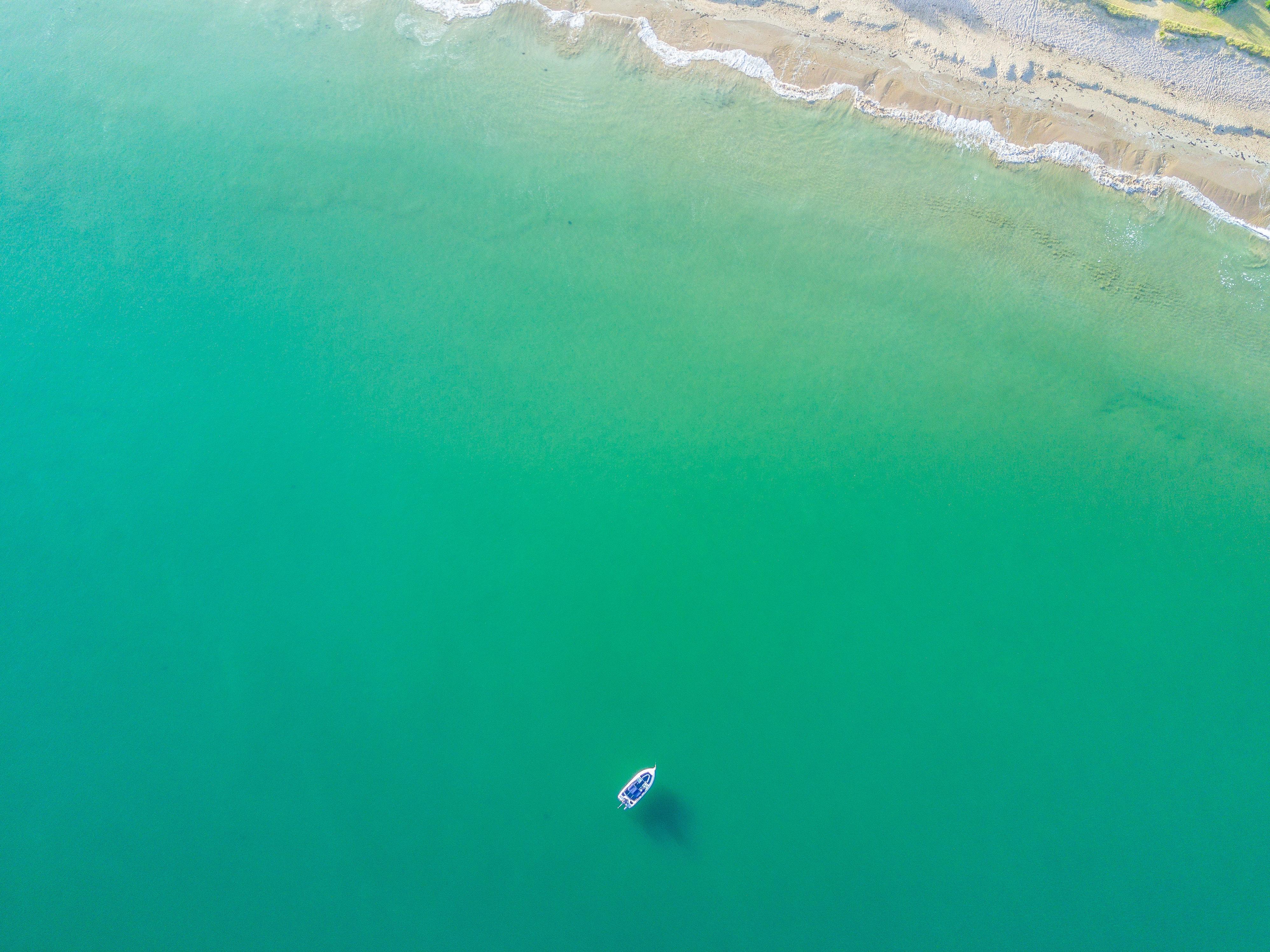 Drone View Of Boat In Ocean Photography, HD