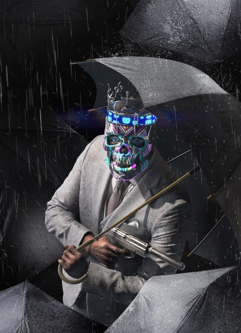Watch Dogs, Legion, man, colorful mask wallpaper