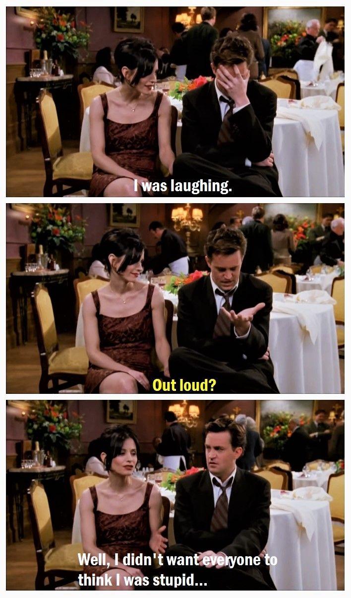 Chandler and Monica at Ross' wedding after Chandler's bombed