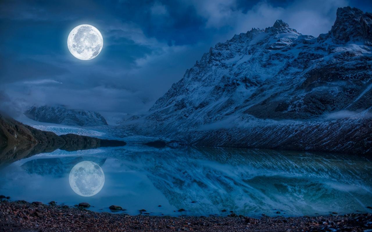 Picture Nature Mountains Moon Lake reflected Landscape