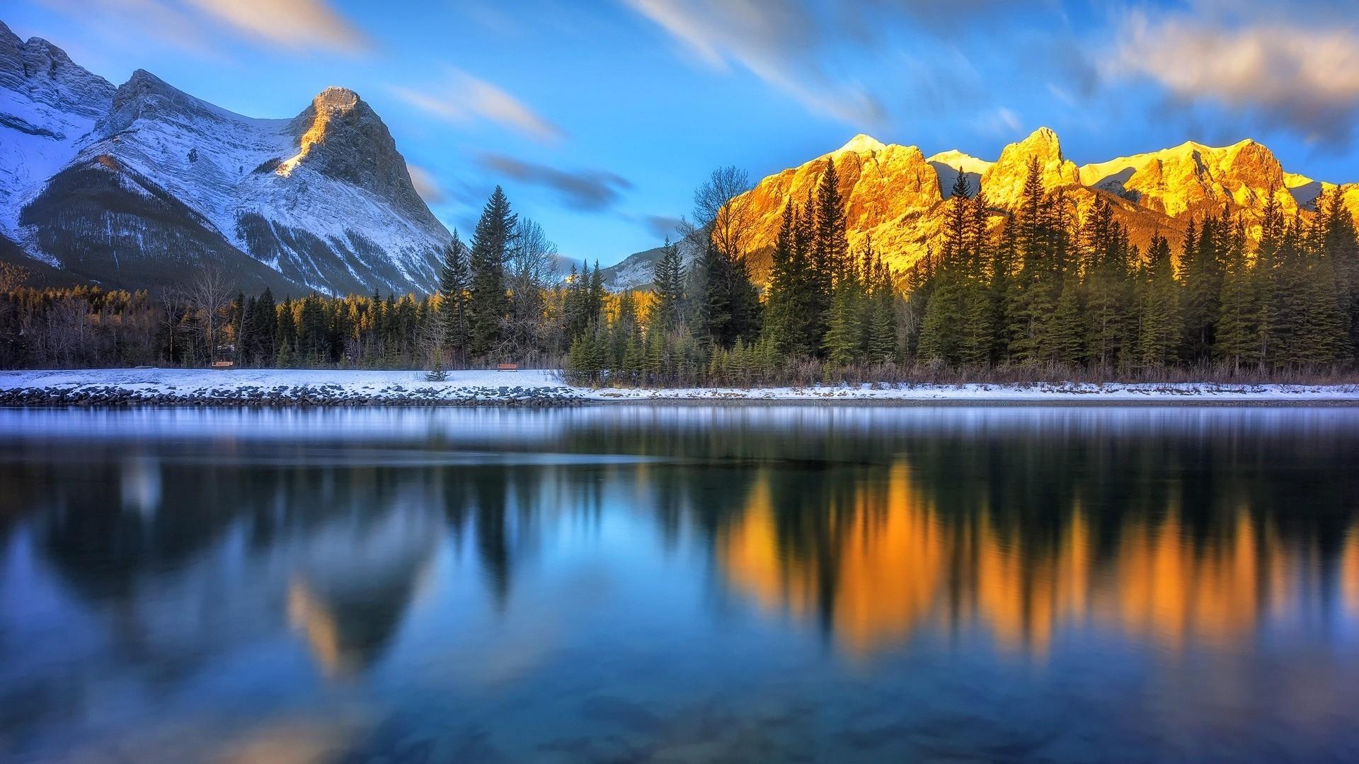 Download 1920x1080 Canada, Mountain, Lake, Reflection, Trees