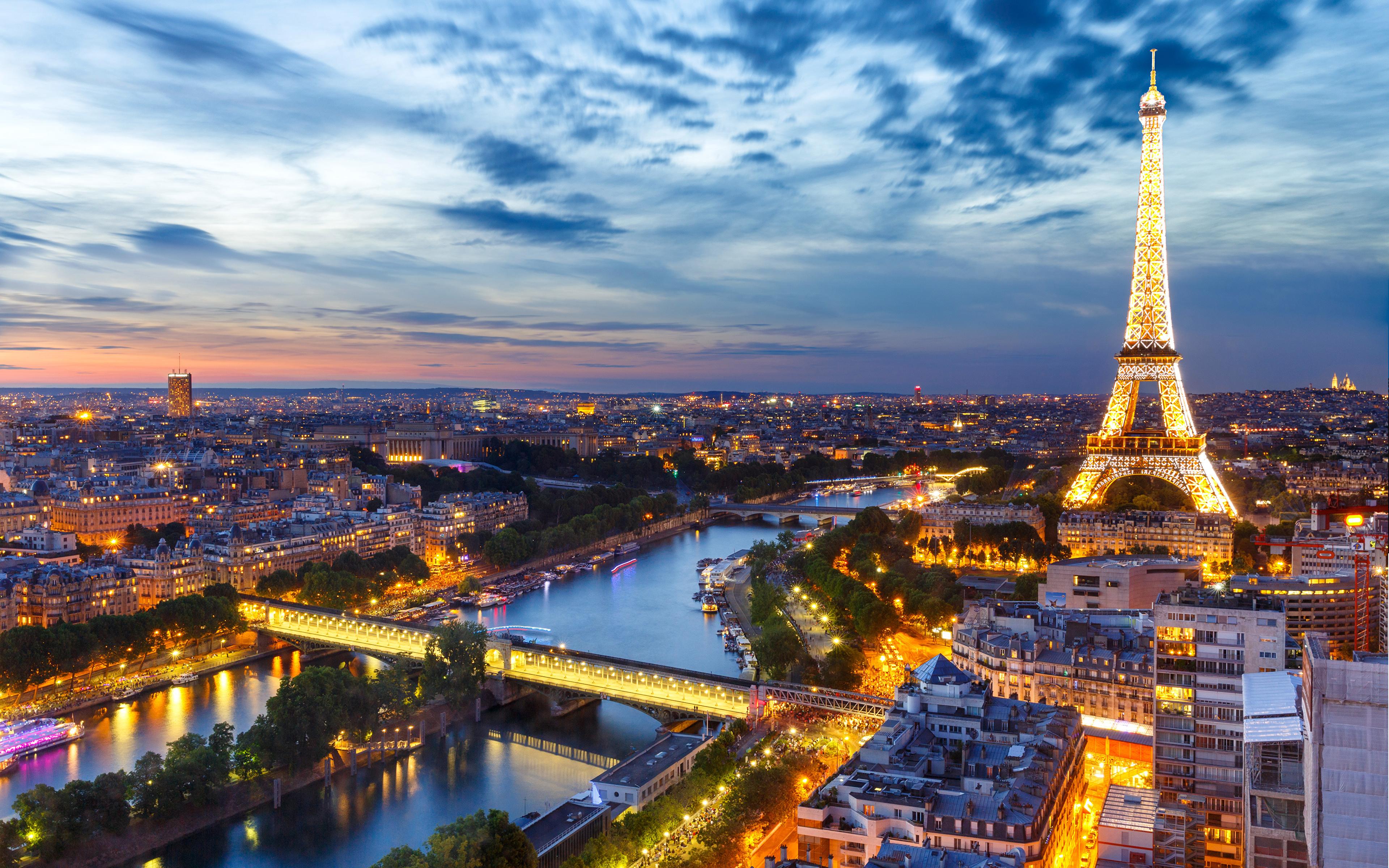 Picture Paris Eiffel Tower France Sky Evening From above