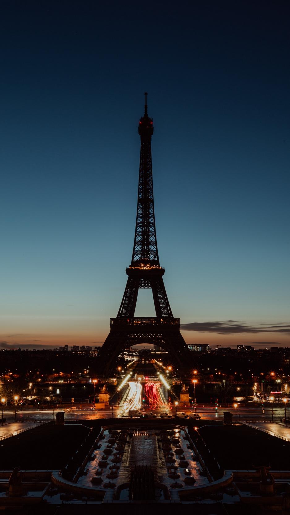 Download wallpaper 938x1668 eiffel tower, paris, night, city