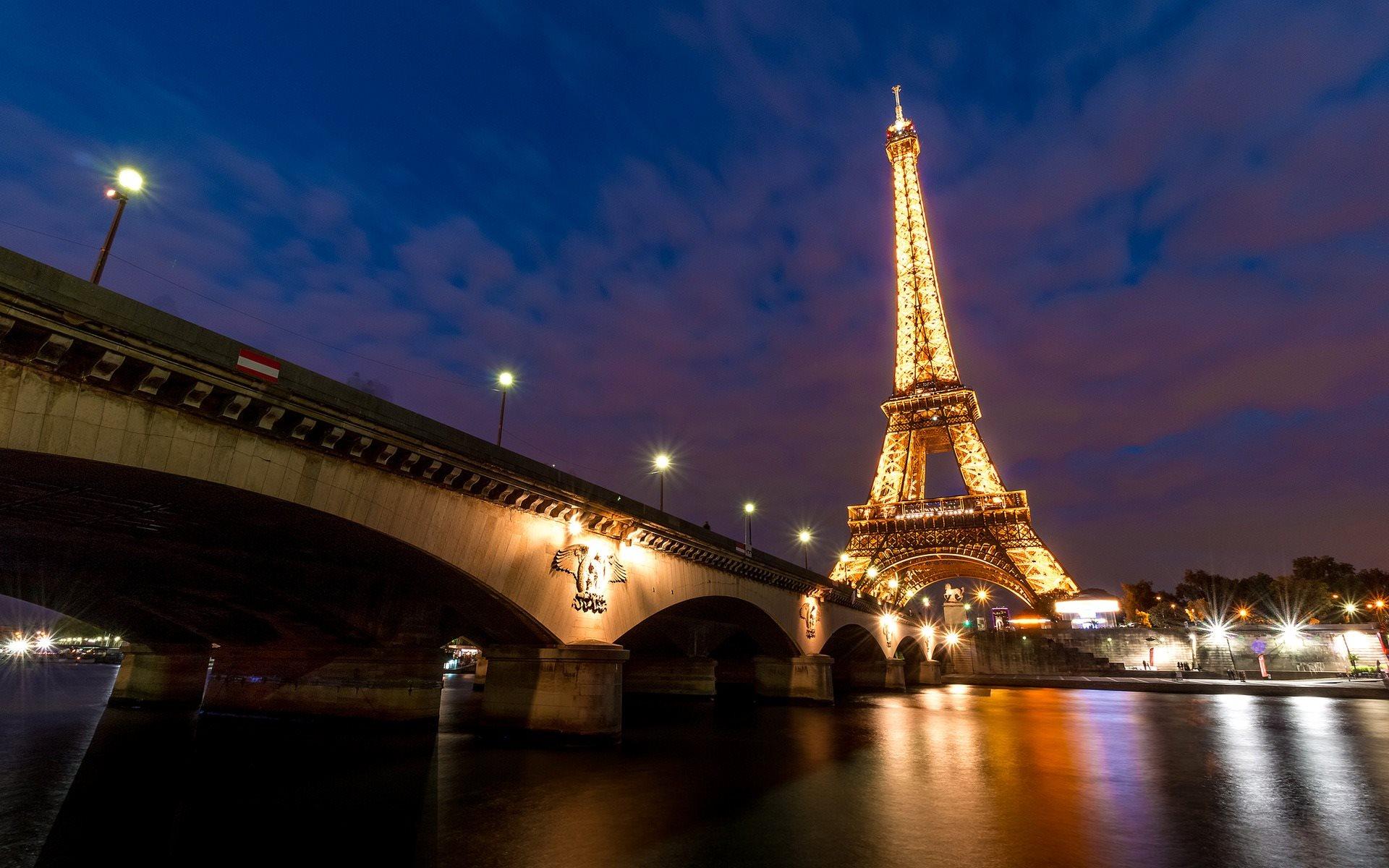 Download wallpaper Eiffel Tower, River Seine, Paris, city