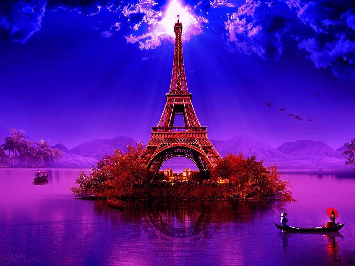 Purple Paris France Wallpaper