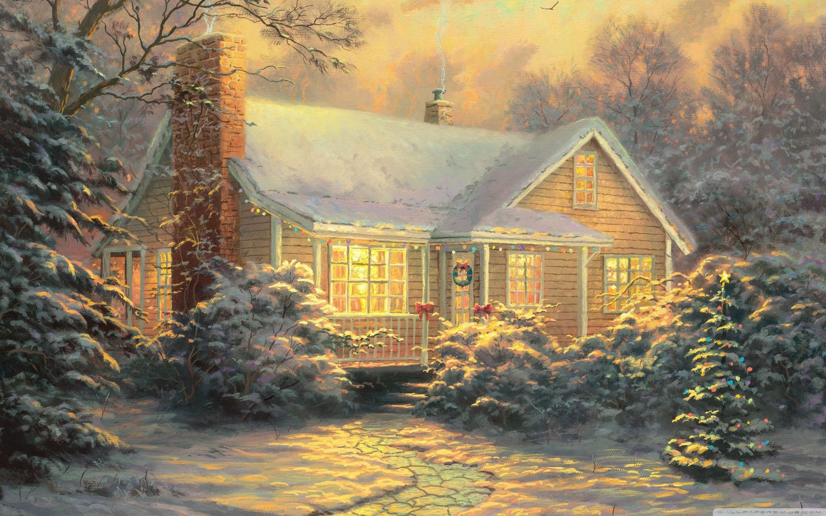 Christmas Cottage Wallpaper background picture