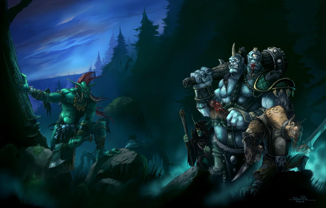 Wallpaper World of Warcraft, Troll, Ogre, Composition