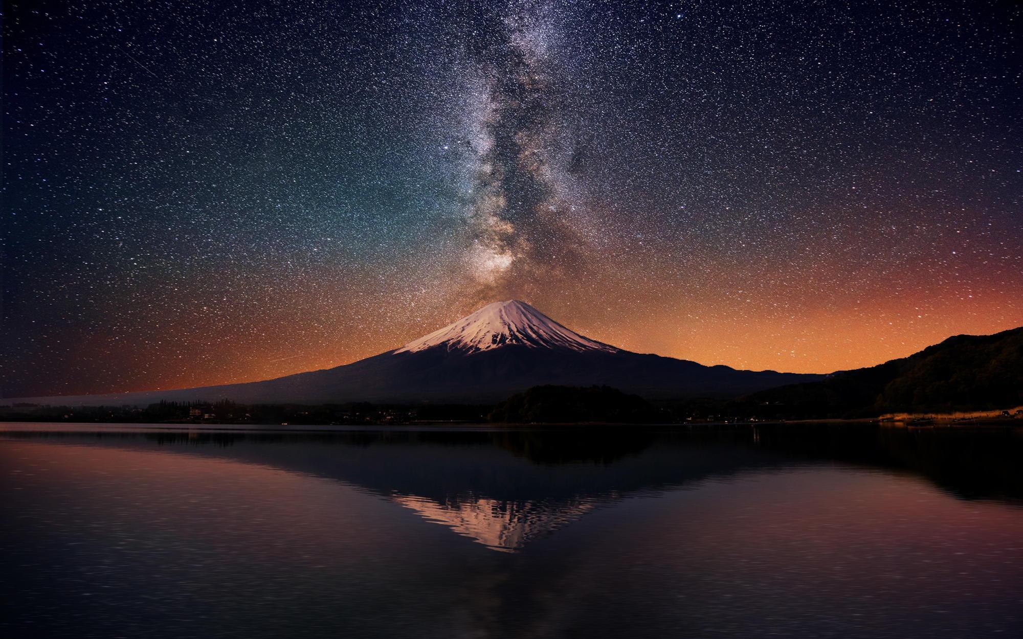 Night Mount Fuji Wallpaper Free Night Mount Fuji