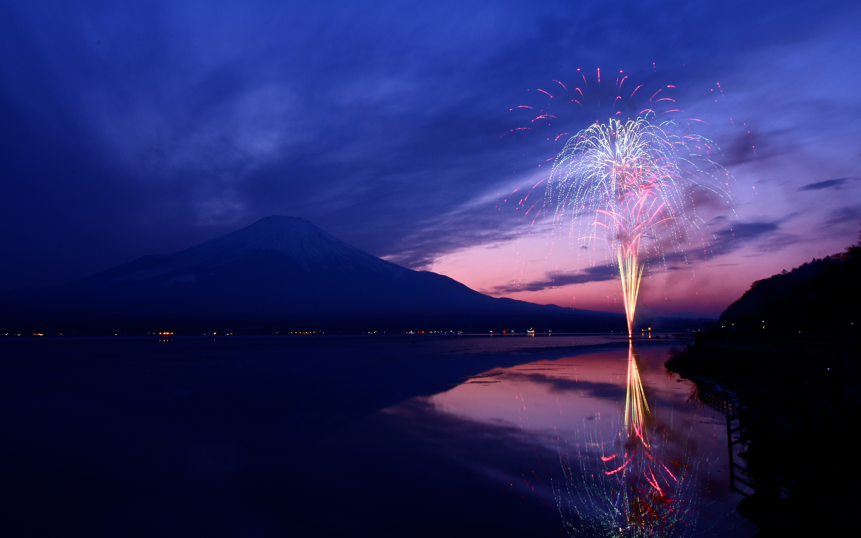 Mount Fuji Fireworks Japan 5k Macbook Pro Retina
