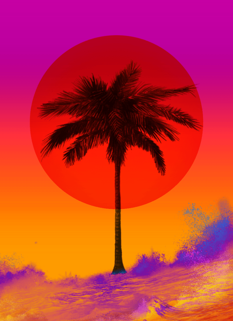 neon beach by A.rivers. ScreenPrinting. Aesthetic