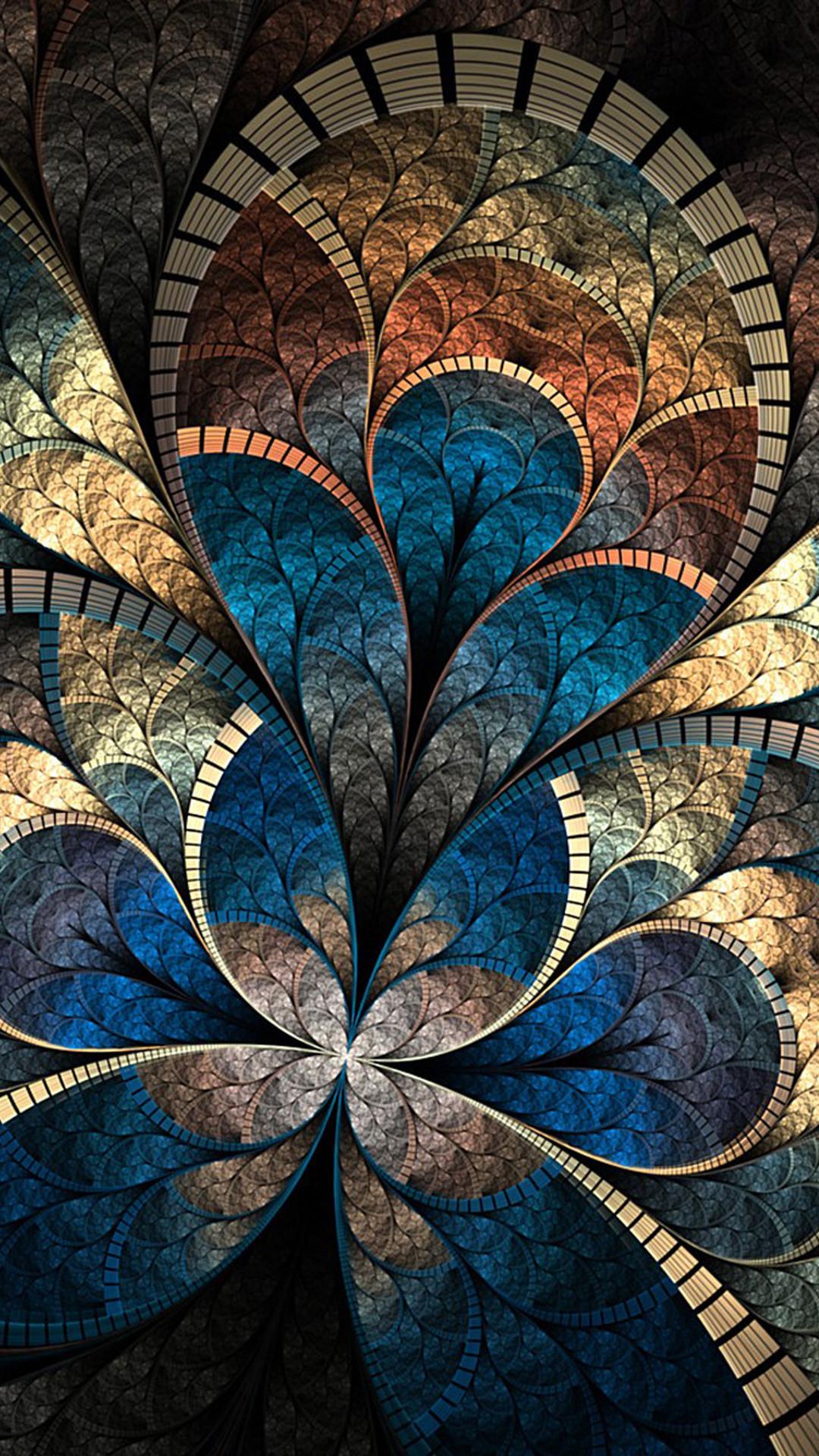 Retro art flower abstract iPhone wallpaper