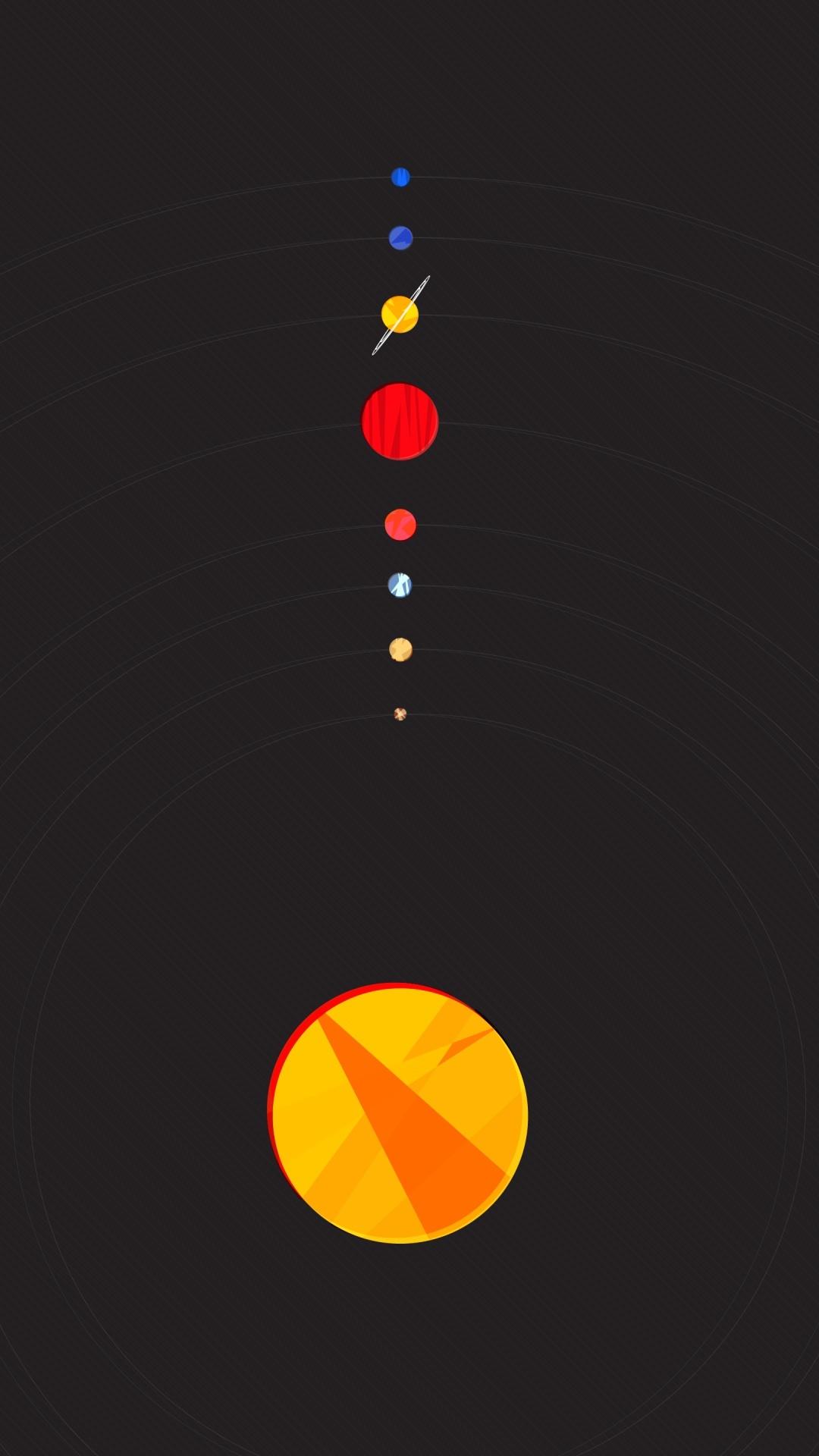Solar System Flat Minimal Illustration iPhone HD Wallpaper HD