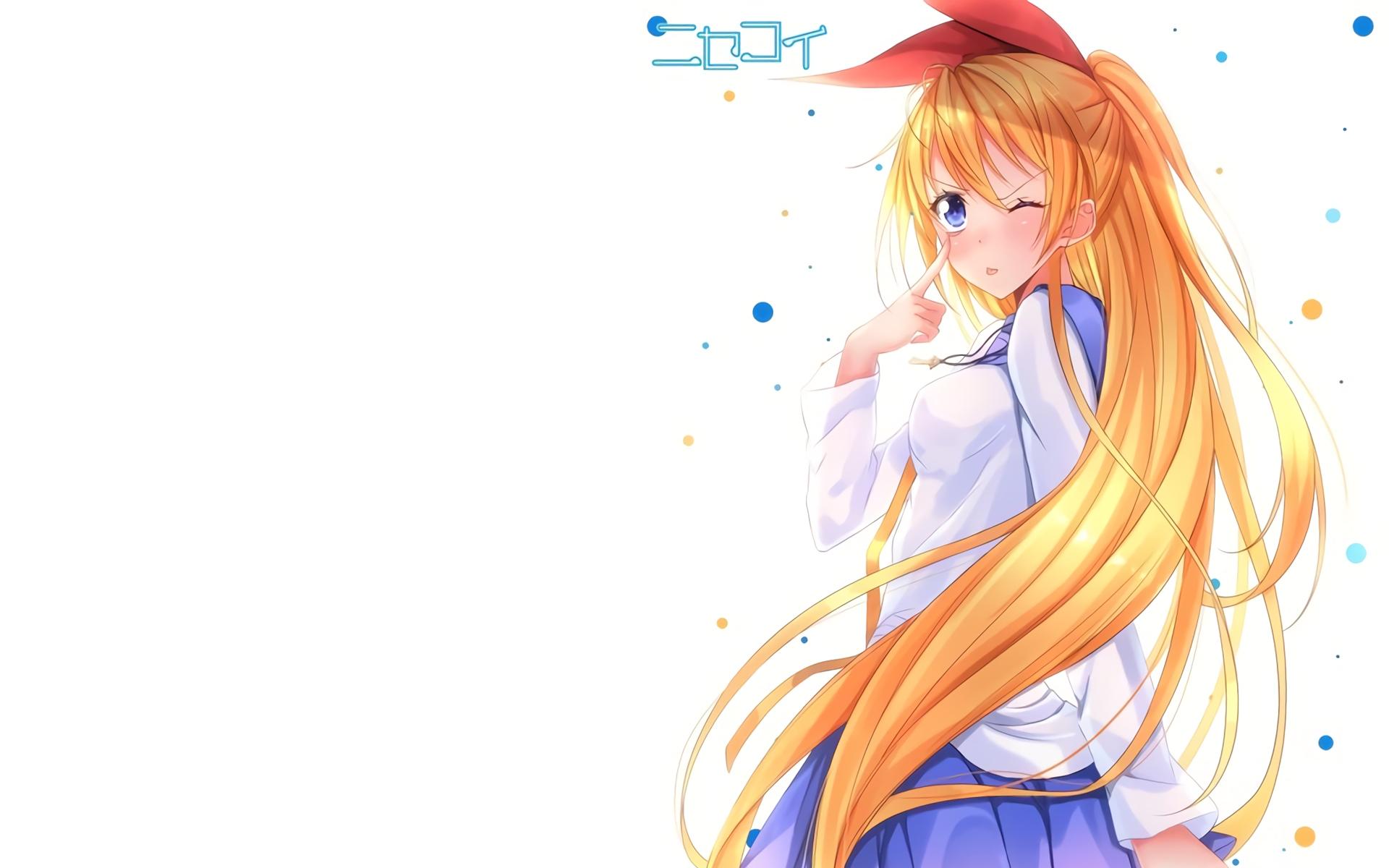 Download 1920x1200 Wallpaper Blonde Anime Girl, Wink