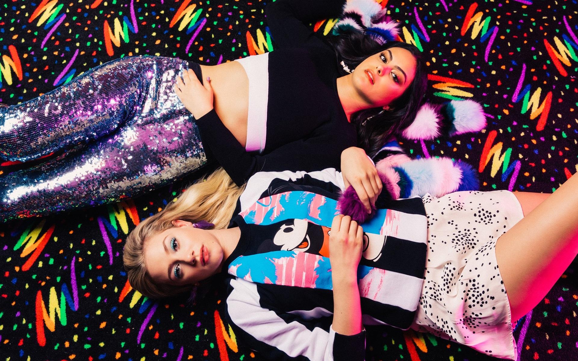 Wallpaper Riverdale, two girls lying on ground, TV series