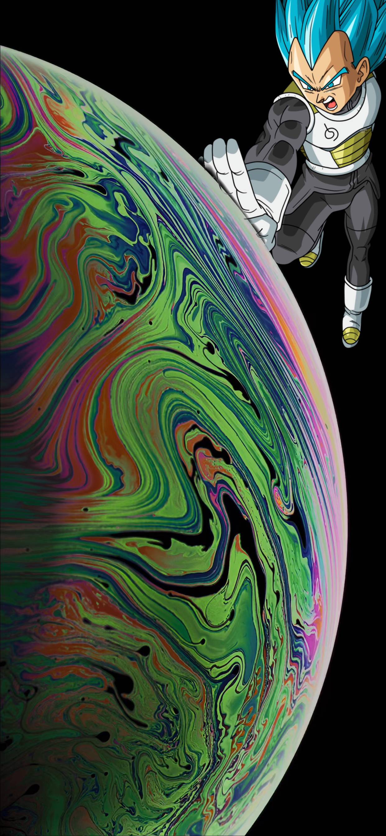 iPhone XS Max Wallpaper Goku and SSGSS Vegeta Bubble