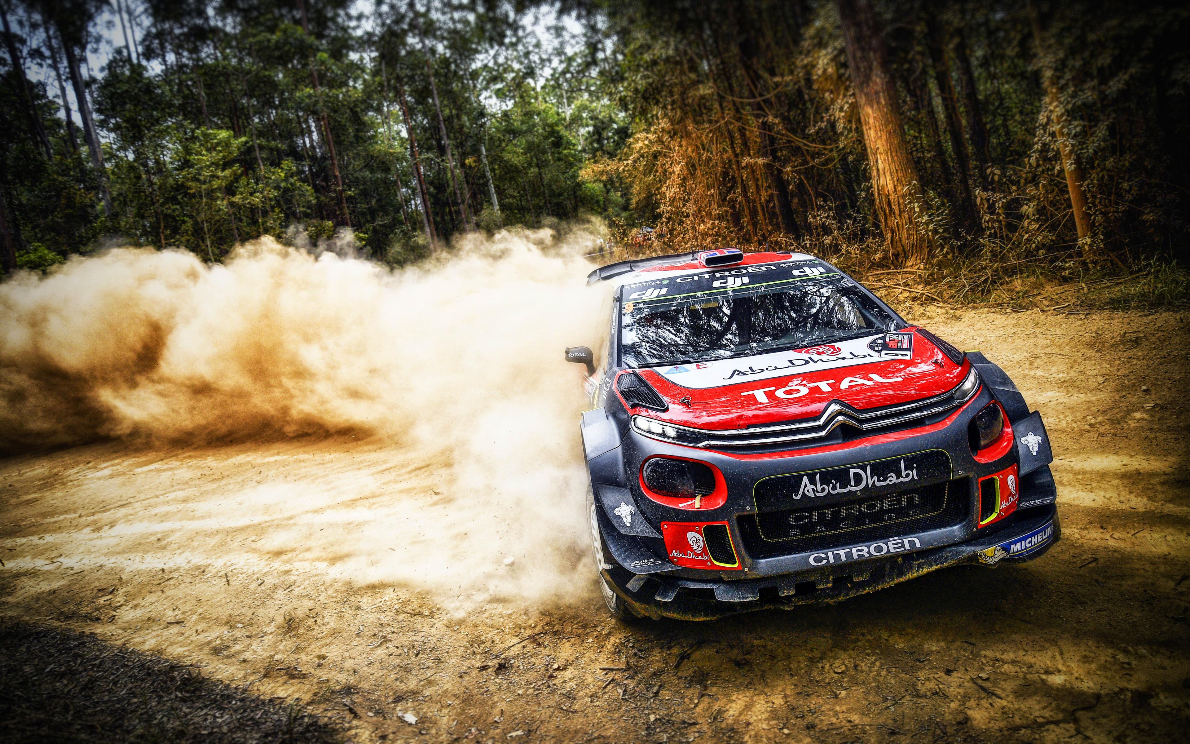 Download wallpaper Kris Meeke, 4k, WRC, dust, Citroën C3