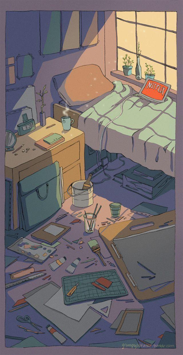 Anime Bedroom Drawing