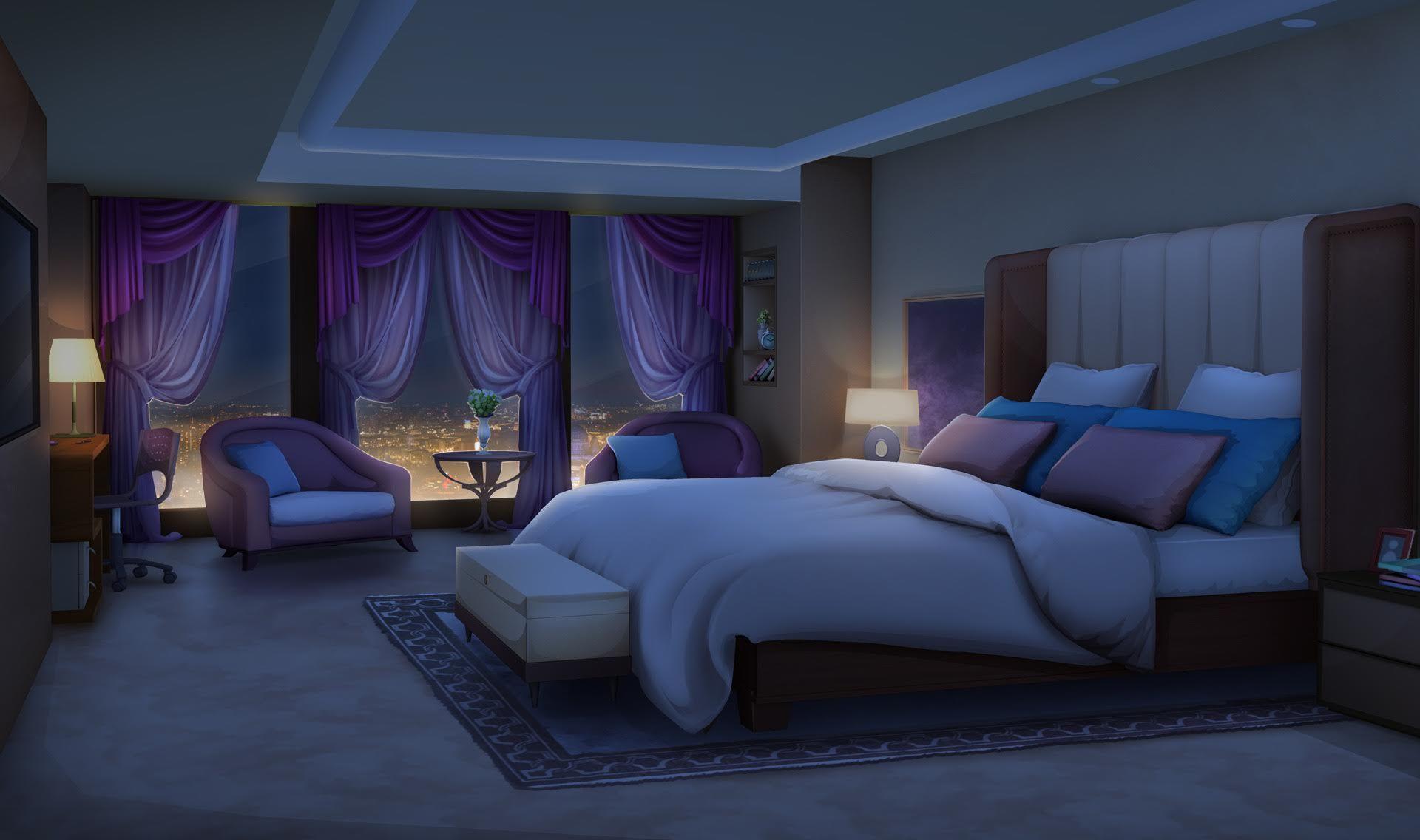 Free Vectors  Simple room anime background with bed and desk