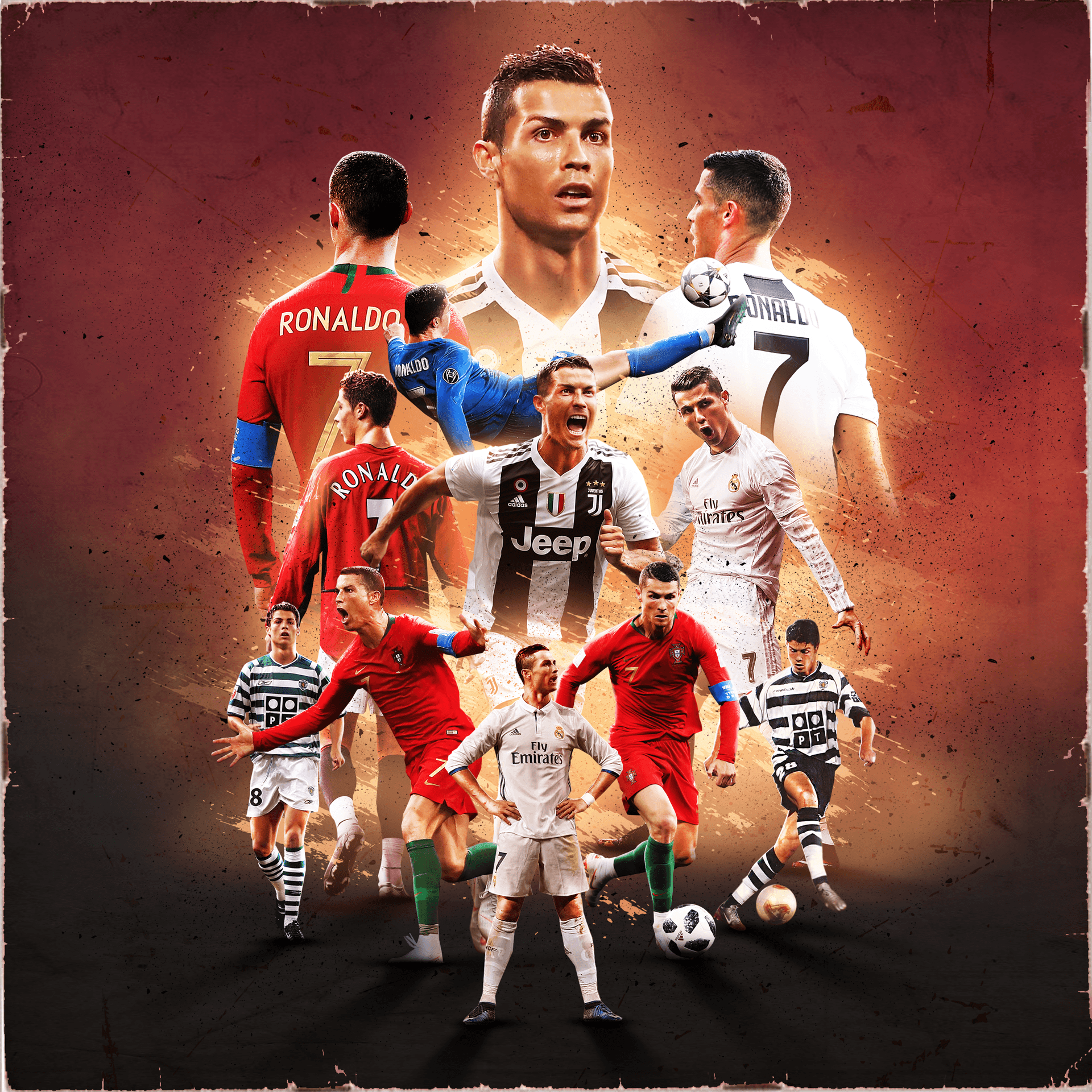 Football Collage. Ronaldo soccer, Cristiano ronaldo, Christiano ronaldo