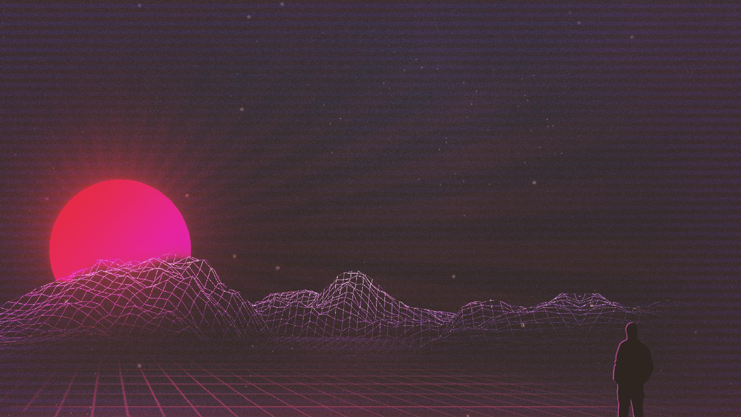 Sunset Retro Wave Art HD Wallpaper. Background Image