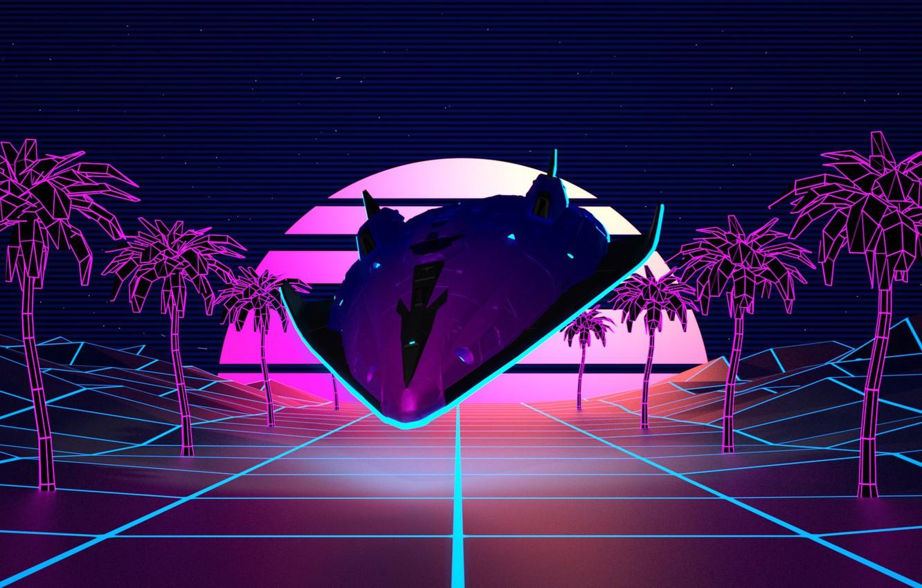 Wallpaper Music, Palm trees, Background, Graphics, Synth, Retrowave, Synthwave, New Retro Wave, Futuresynth, Sintav, Retrouve, Outrun, Synthwaves in space, by vilachi image for desktop, section рендеринг