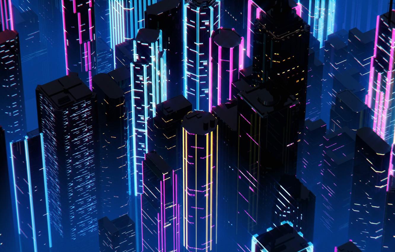 Wallpaper Night, Music, The city, Neon, Background, Neon, Synth