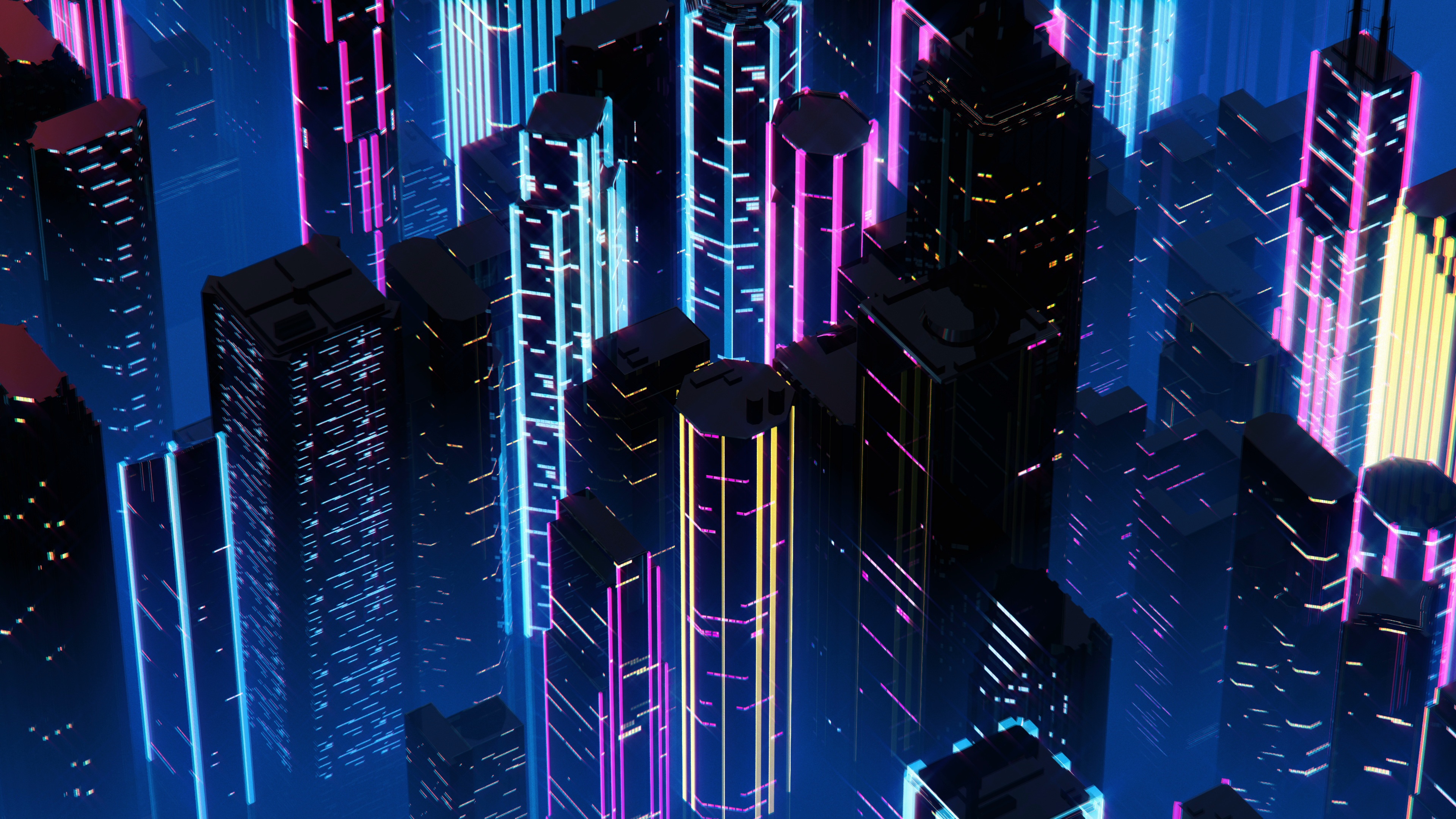 image Synthwave By SynthEx night time Skyscrapers Cities
