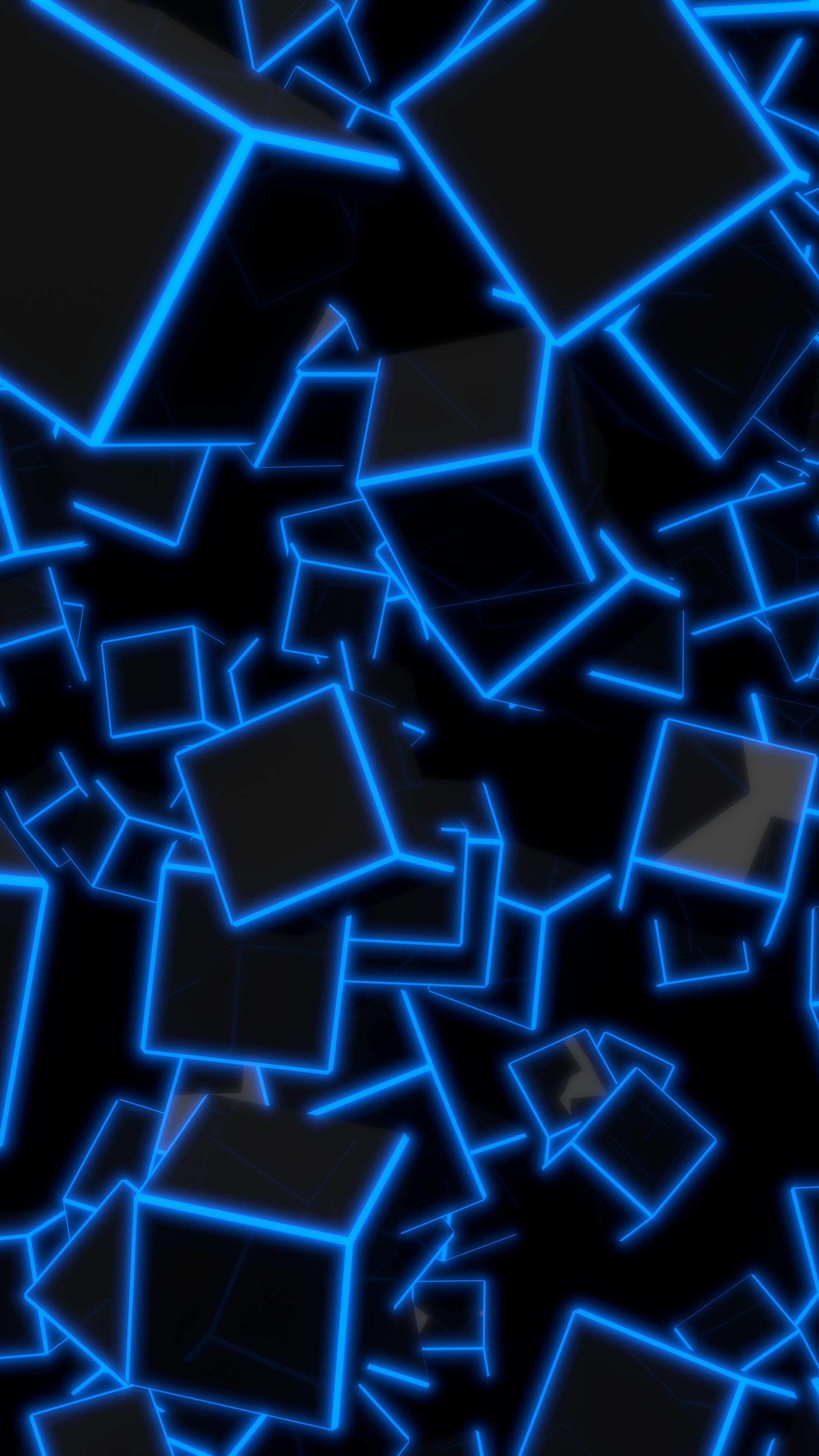 3D Blue Neon Cubes 8K UHD Wallpaperwallpaper.gg