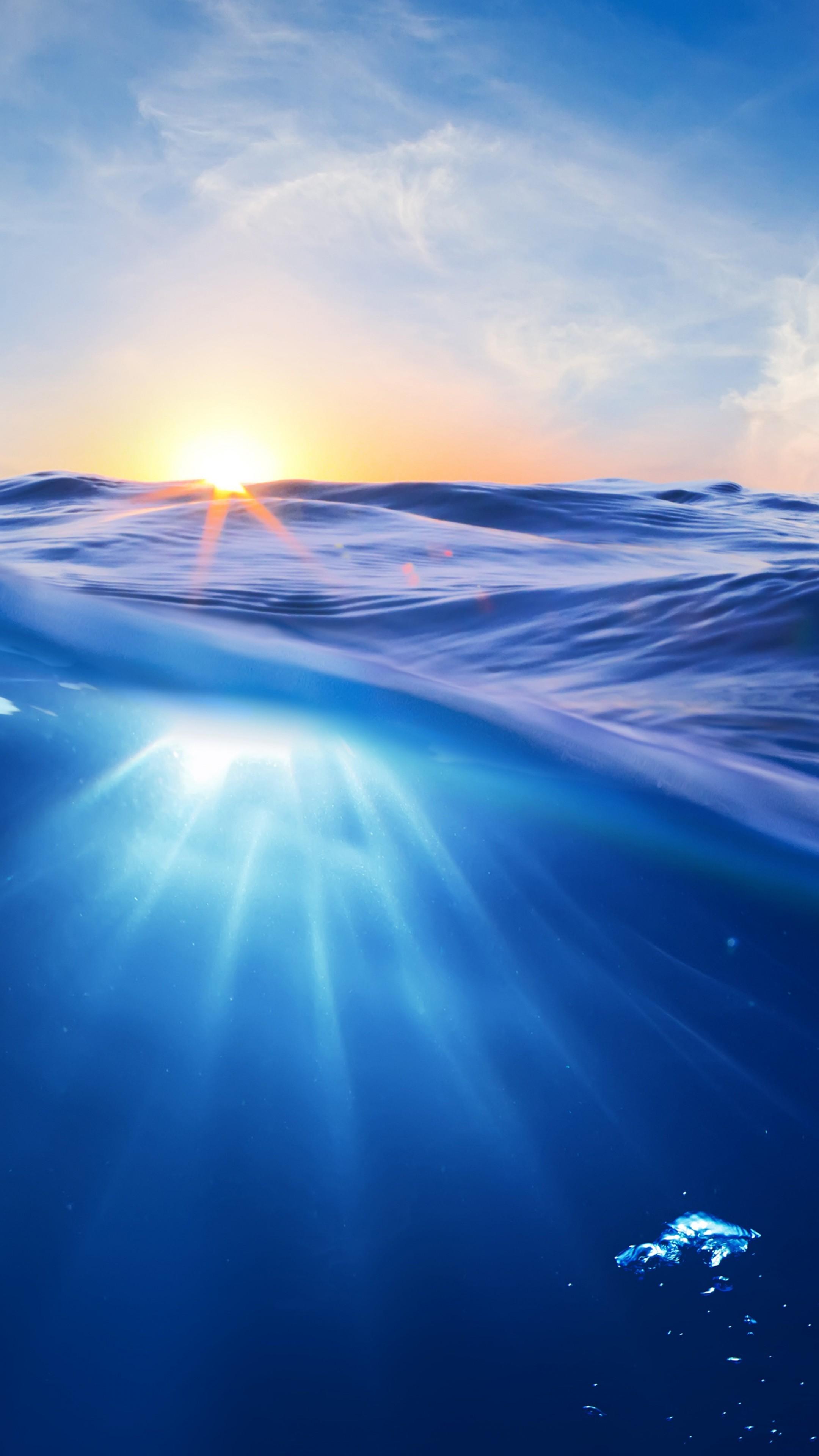 Wallpaper Ocean, 5k, 4k wallpaper, 8k, Sea, nature, underwater, water, sun, sky, blue, rays, OS