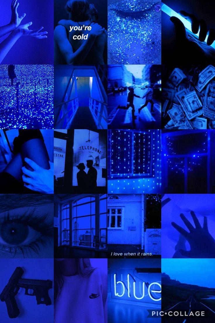Wallpaper iPhone Tumblr Aesthetic Aesthetically Collage Blue Black