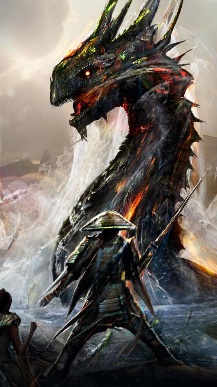 Download 750x1334 wallpaper dragons and ninjas, warriors