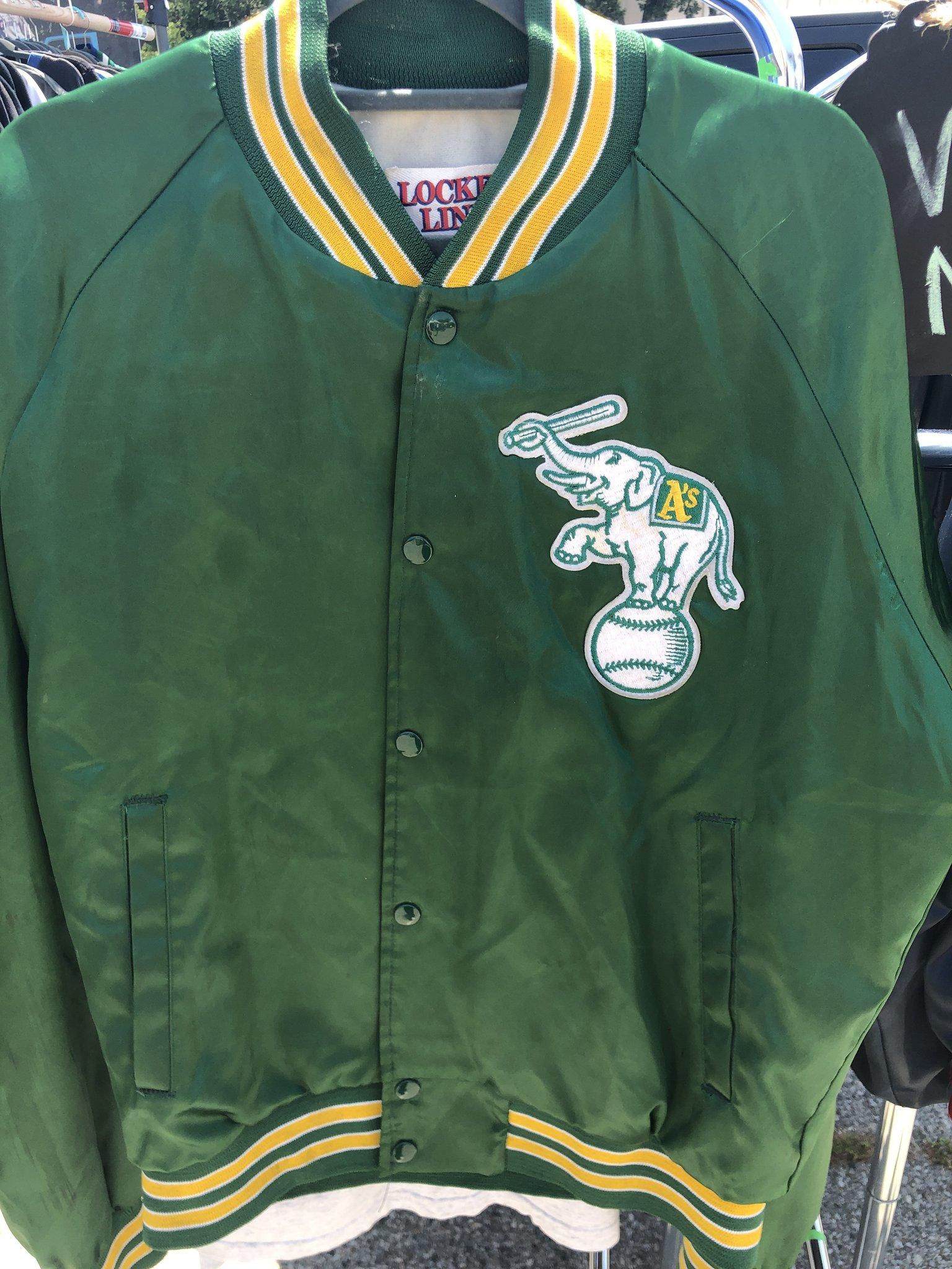 Vintage Oakland A's Athletics Locker Line Satin Bomber
