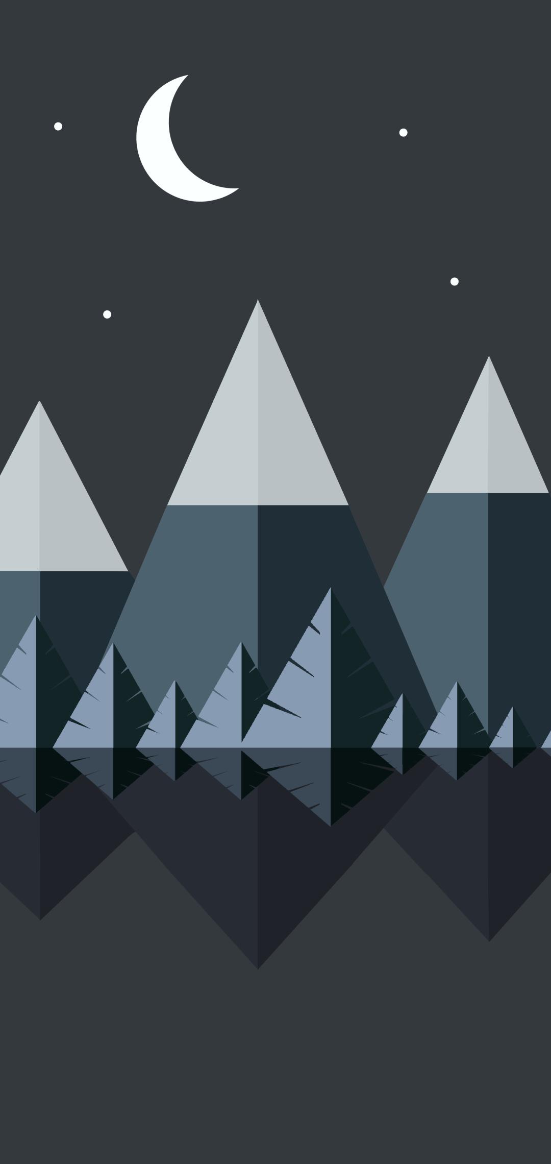 Minimal Mountains At Night One Plus 6, Huawei p20