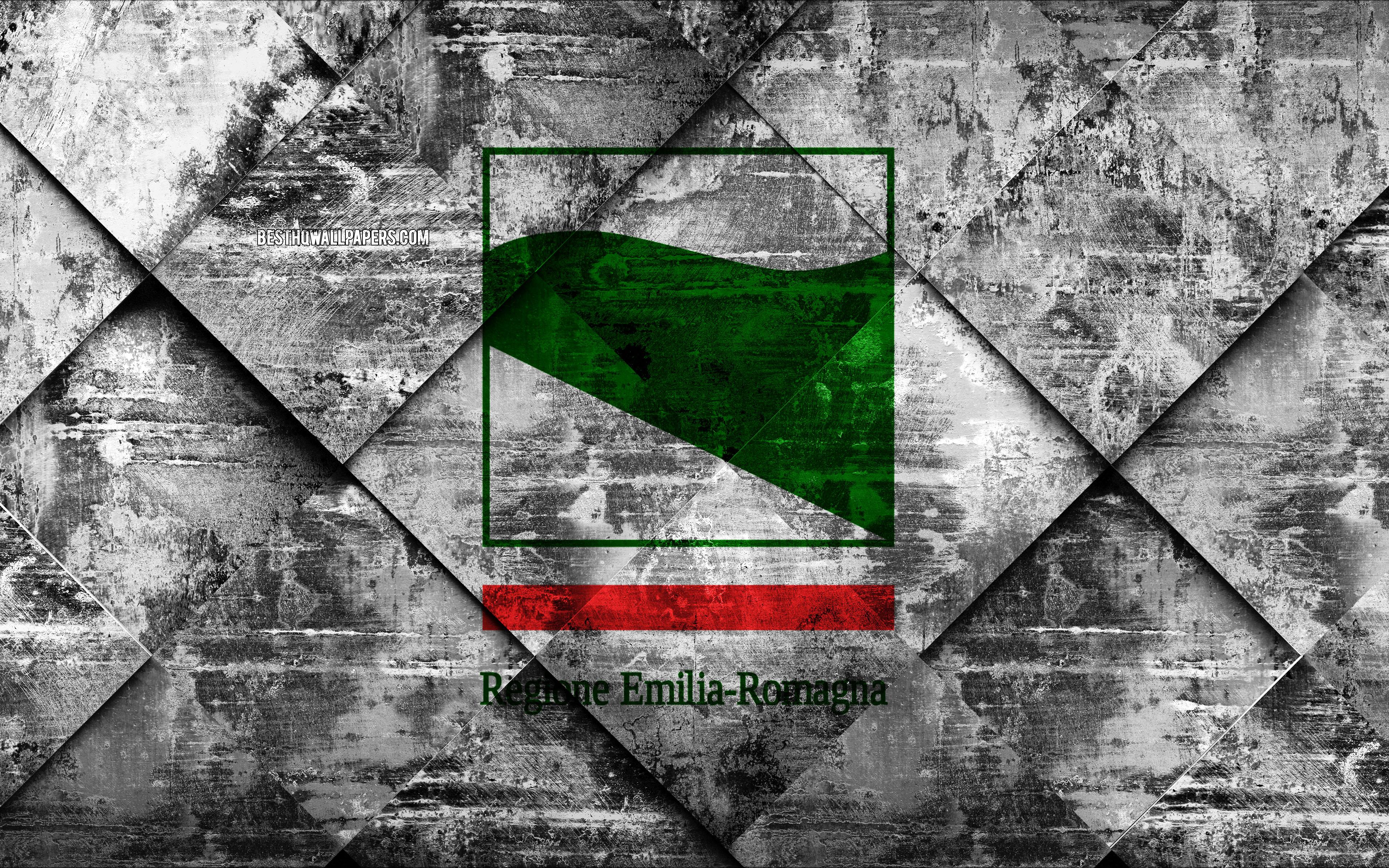 Download Wallpaper Flag Of Emilia Romagna, 4k, Grunge Art