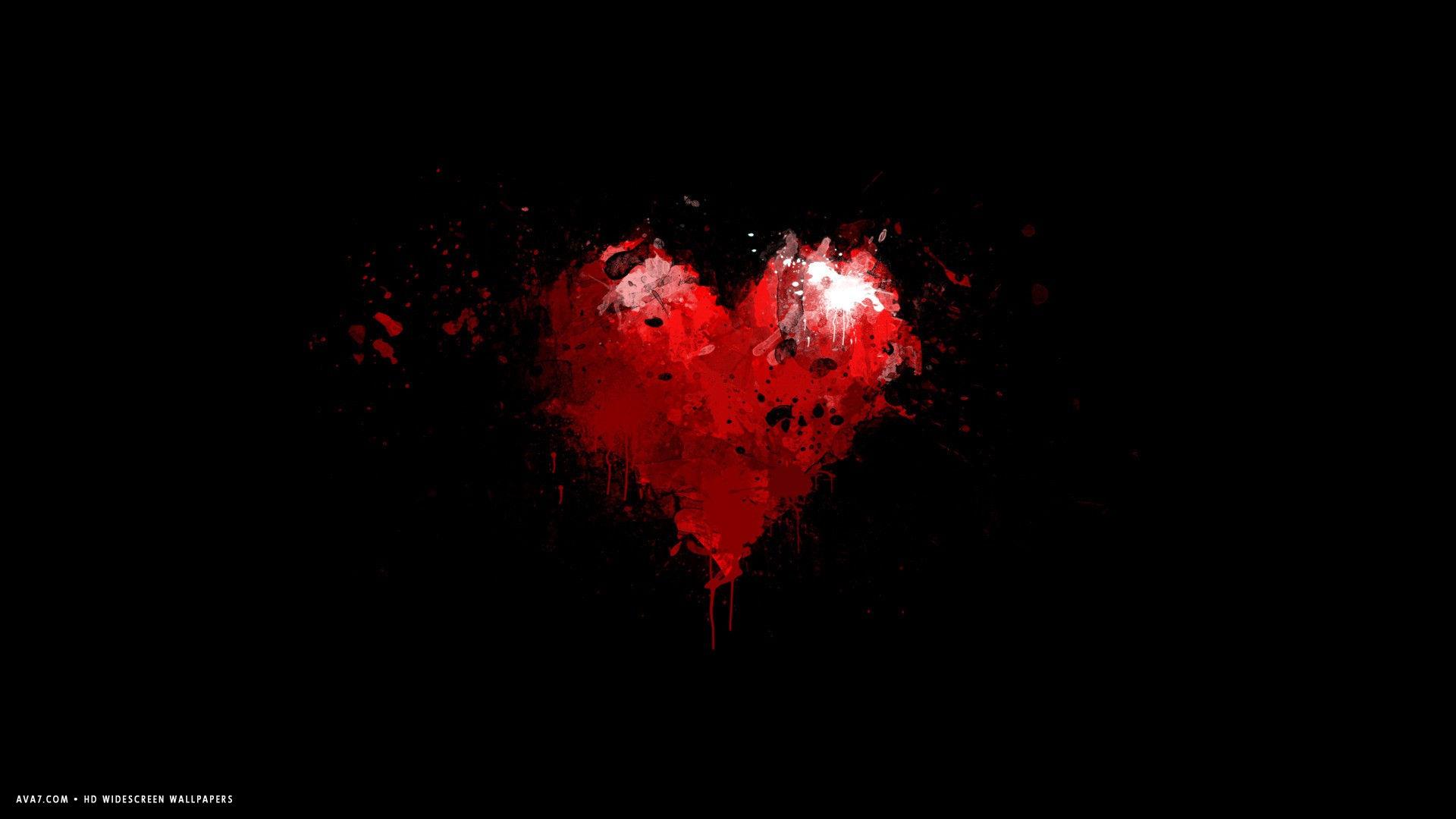 heart minimalistic red artistic symbol red grunge paint HD widescreen wallpaper / romantic background