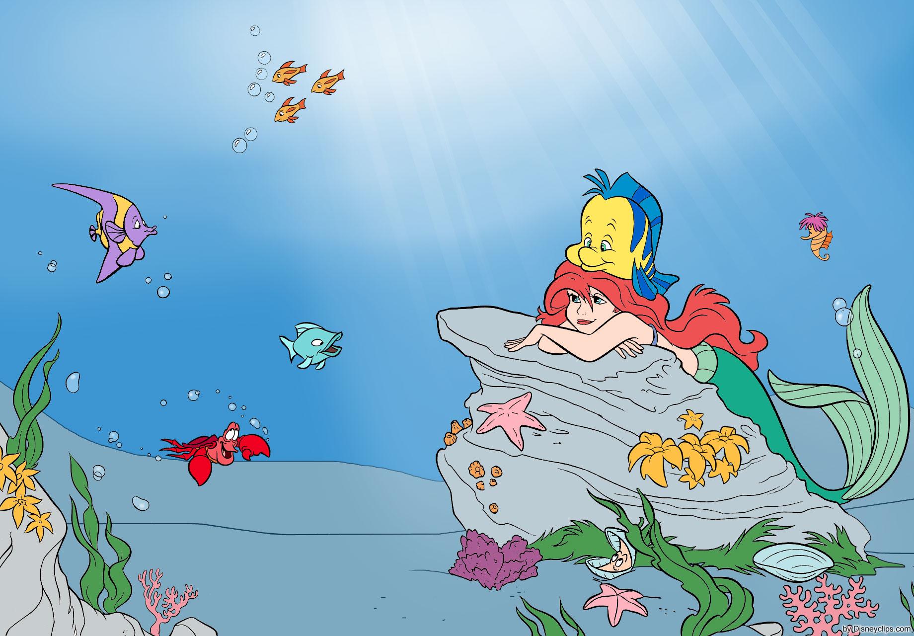 The Little Mermaid Ariel And Flounder Wallpaper