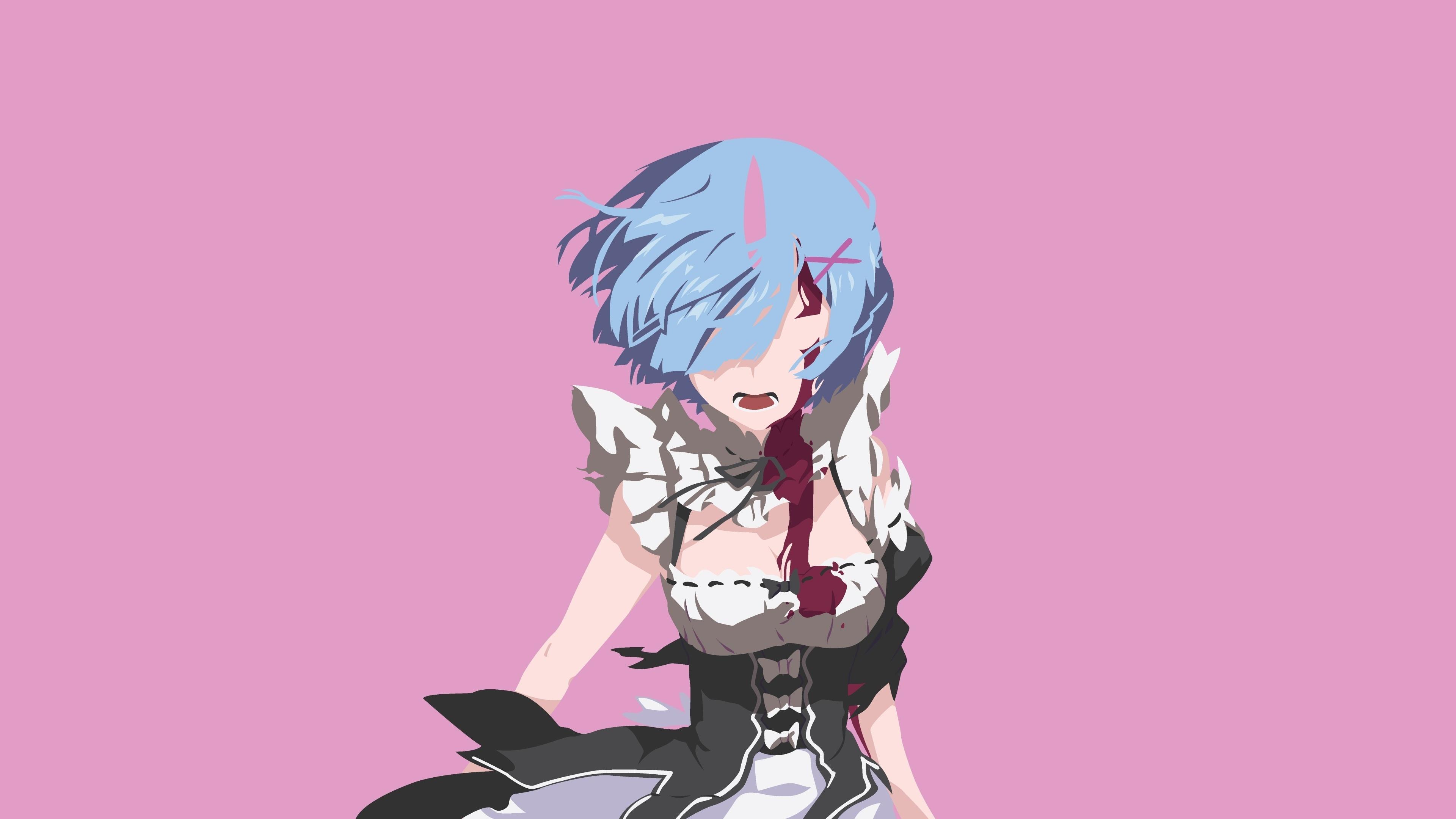 Download 3840x2160 wallpaper rem, re:zero, anime, minimal