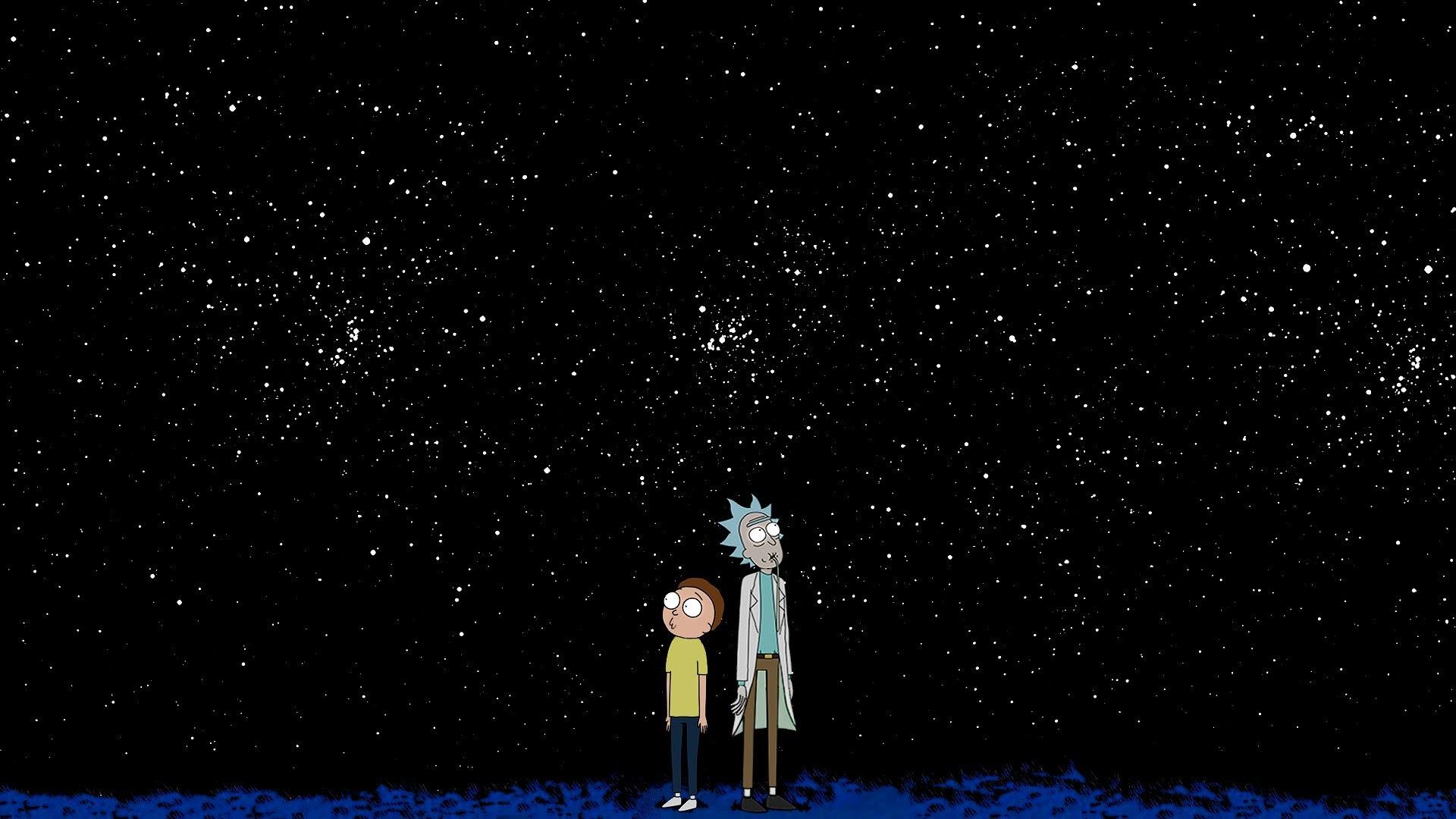 Download 1920x1080 wallpaper rick and morty, minimal, night