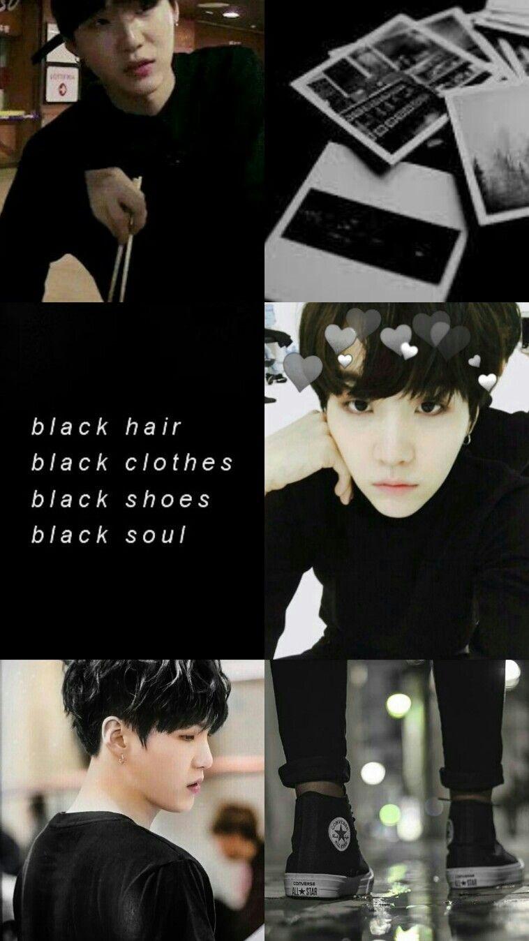 black aesthetic wallpaper ♡ yoongi of bts. Black aesthetic