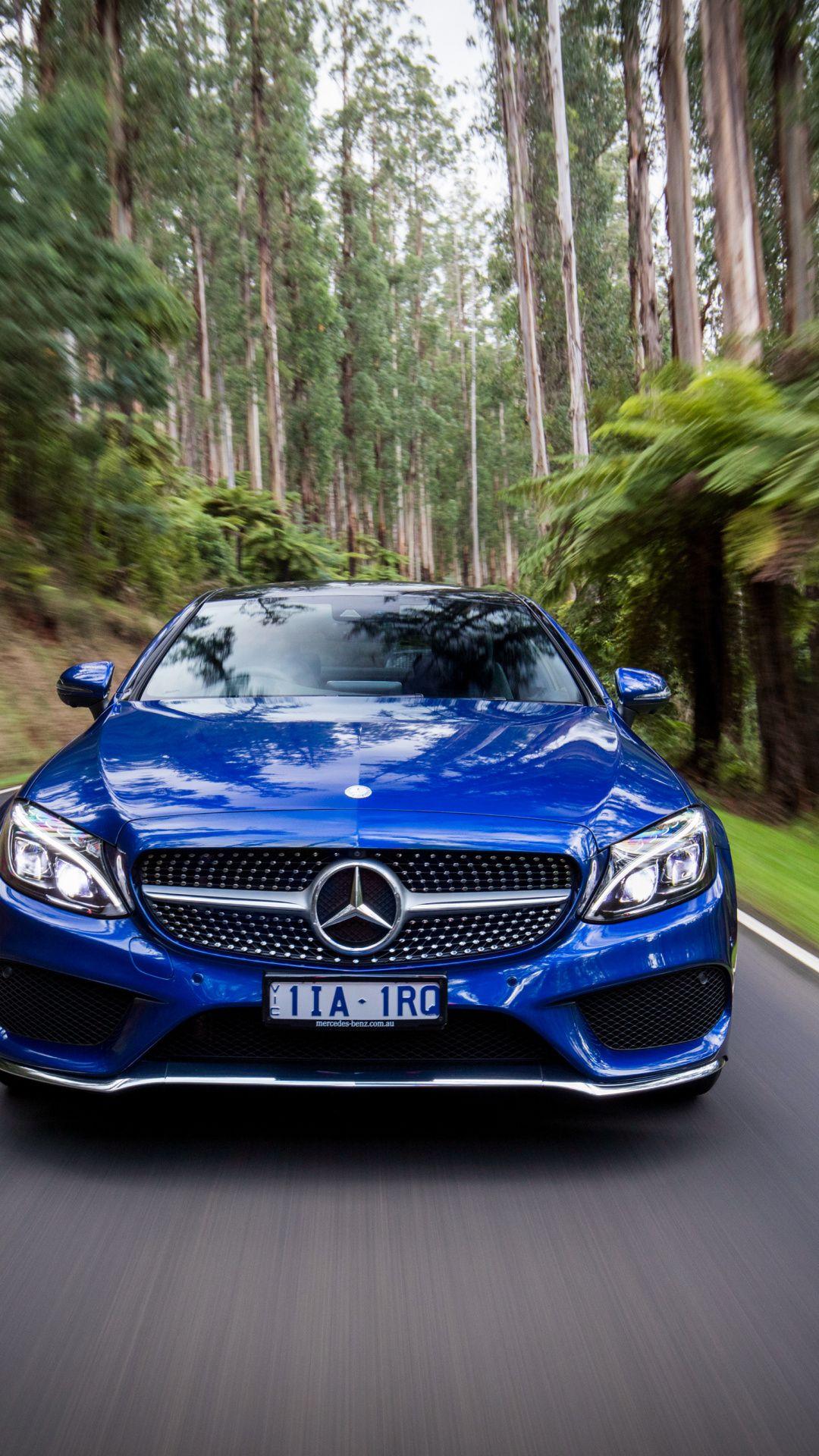 Motion Blur, Mercedes Benz C Class, Blue, 1080x1920