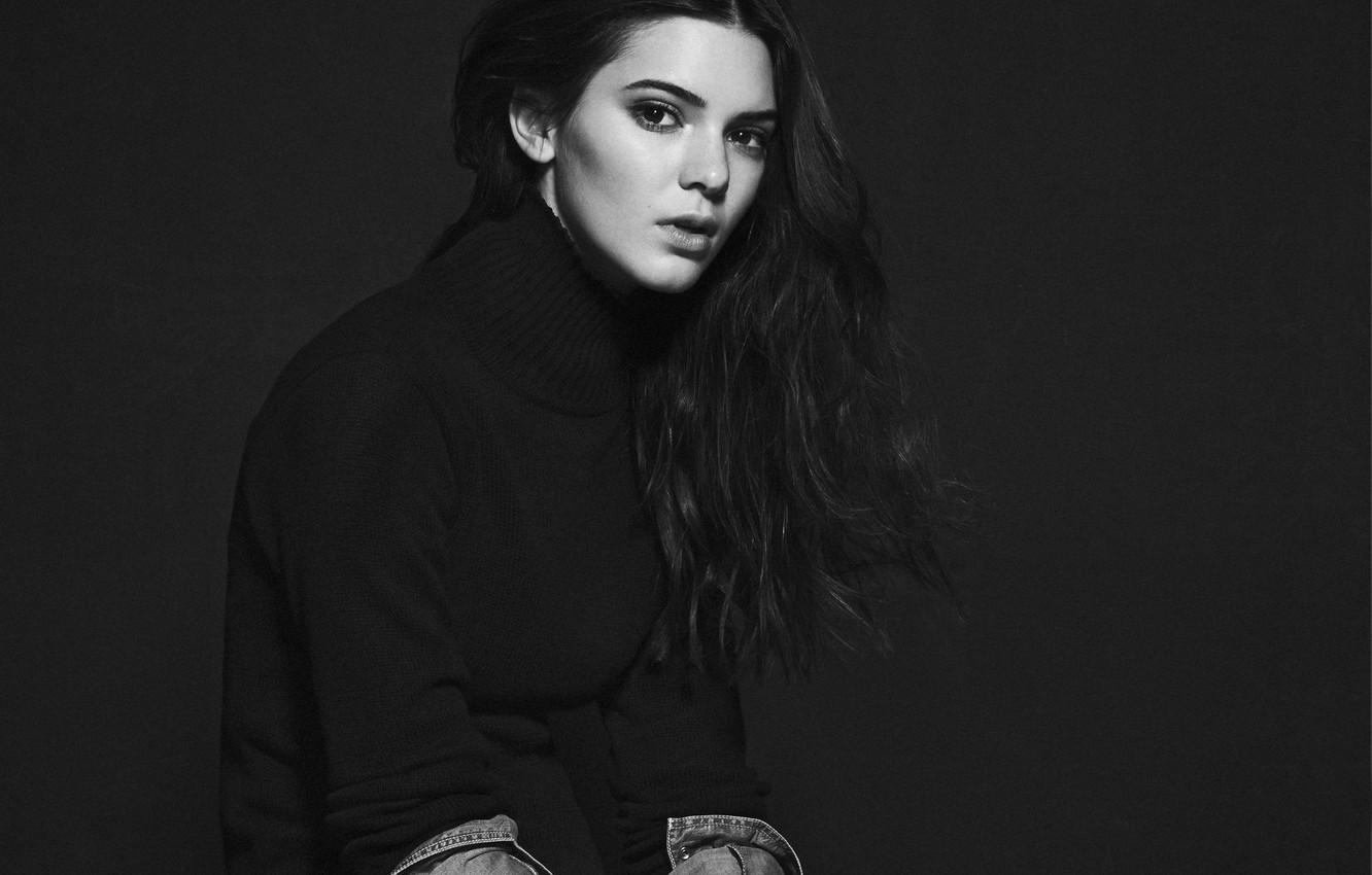 Wallpaper model, black and white, Kendall Jenner image