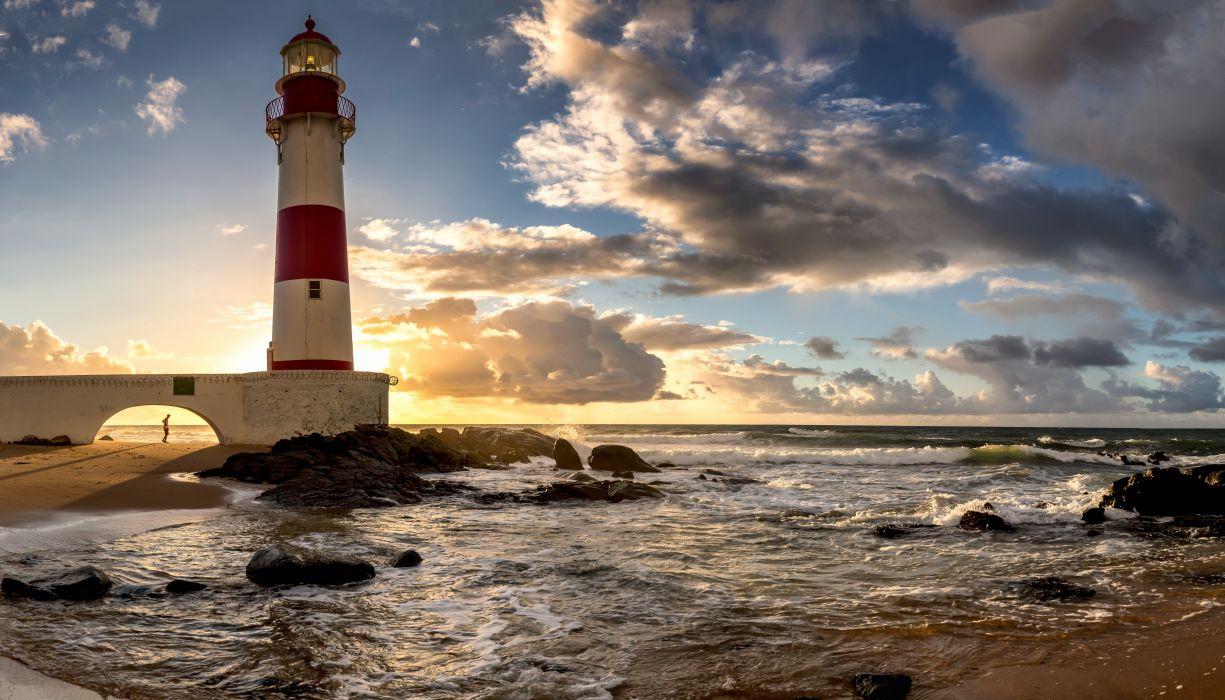 Lighthouse light sea ocean building nature seascape